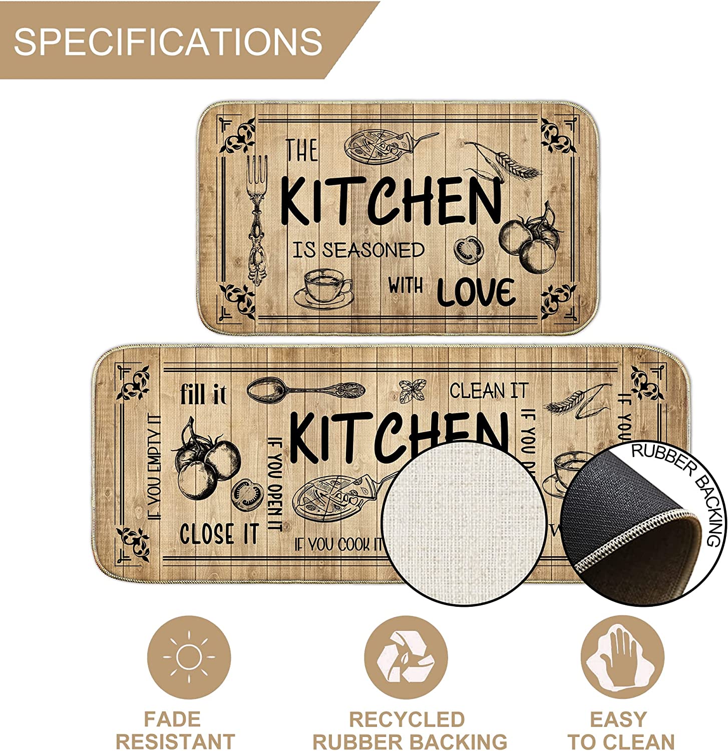 rocxemly Lemon Kitchen Mat Set of 2 Black and White Plaid Kitchen Rug –  Discounted-Rugs