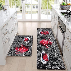 Farmhouse Kitchen Mat 2 PCS, 18'' x 48'' + 18'' x 30'', Beef Cuts