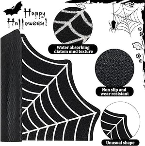 Halloween Door Mat Spider Web Doormat Halloween Rug Non Slip Goth Bath Mat Witchy Goth Rugs for Bathroom Kitchen Living Room Indoor Outdoor Fall Halloween (Spider, 17.72 x 29.53 Inch)