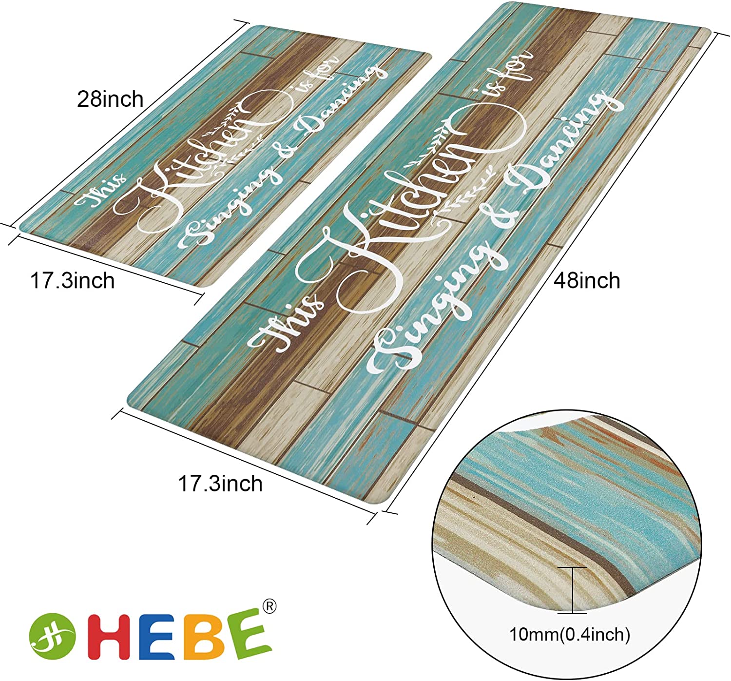 Hebe Oversized Anti Fatigue Comfort Mats Waterproof Heavy Duty 20x60 Inches Brown New