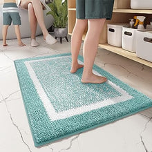 Ultra Soft and Water Absorbent Bath Rug, Bath Carpet, Machine Wash/Dry, for Tub, Shower, and Bath Room(20"x29",Blue and White)