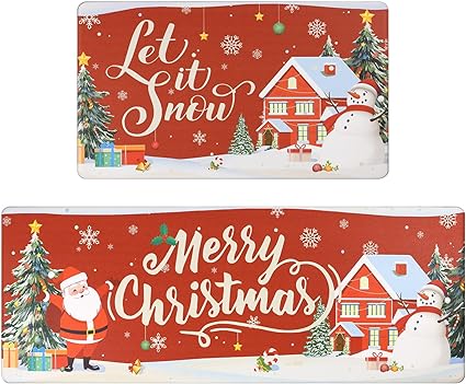 Red Truck Xmas Tree Kitchen Rugs and Mats Large Merry Christmas Anti  Fatigue Kitchen Floor Mat Farmhouse Wood Grain Comfort Standing Mat  Waterproof Kitchen Sink Mat for Floor Kitchen 