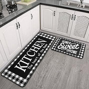 Set of 2,Anti Fatigue Mats for Kitchen Floor, Comfort Standing, Non-Slip Washable Cushioned Anti Fatigue Rug, 17'' X 47'' + 17'' X 30''…