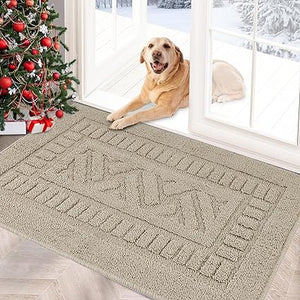 Machine Washable Non-Slip Rubber Backing Entrance Rug, Low Profile Absorbent Dirt Trapper Doormat