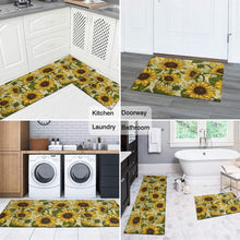 Sets of 2 Cute Gnome Yellow Washable Non-Slip Kitchen Rug Mat