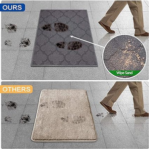 Machine Washable Non-Slip Rubber Backing Entrance Rug, Low Profile Absorbent Dirt Trapper Doormat