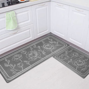 Set of 2- Cushioned Anti Fatigue Kitchen Mat 17"x47"+17"x29",