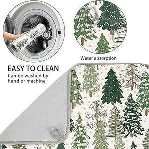 Tree Absorbent Dish Drainer Protector Pad Forest Woodland Dry Mat Dish, 18 x 24 Inch