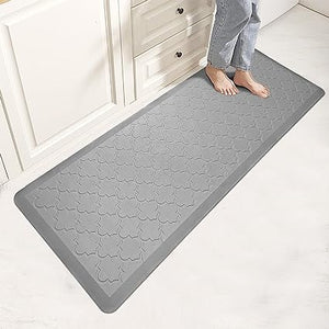 Cushioned Anti-Fatigue Thick Non-Slip Waterproof Kitchen Rugs and Mats, 17.3"x29", Gray