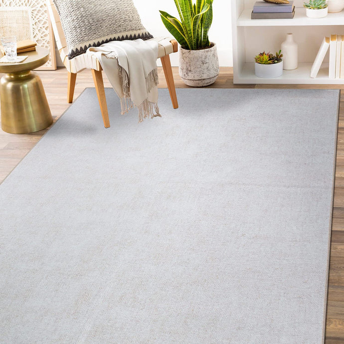 Contemporary Solid Stain Resistant Flat Weave Eco Friendly Premium Recycled Machine Washable Area Rug 10'x14' Cream