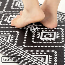 Anti Fatigue Set Black Boho Cushioned Non Slip Kitchen Mats PVC Waterproof Kitchen Runner Rug 17"X48"+17"X28"