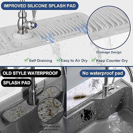 Splash Guard Faucet Draining Mat Drying Mat Non-Slip Drain Pad Sink Mats