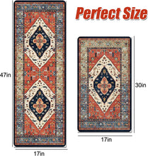 2 PCS Boho Super Non-Slip, Non Skid Washable Kitchen Rugs and mats - (17"x 47" and 17"x 30")