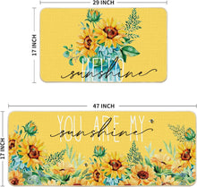 Yellow Sunflowers Hello Sunshine Summer Kitchen Mats Set of 2 - 17x29 and 17x47 Inch