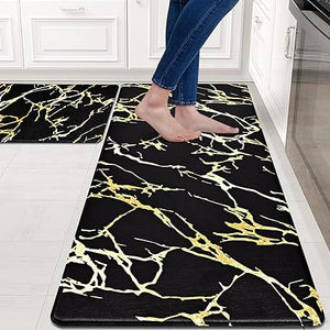 Cushioned Anti-Fatigue Waterproof Non-Slip Kitchen Mats and Rugs, 17''x47'' + 17''x30''
