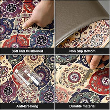 Anti Fatigue 2 Pieces Blue Kitchen Rugs Non Slip Waterproof Kitchen Floor Mats Cushioned Boho Kitchen Runner Rug Comfort Memory Foam Kitchen Mats for Floor,Front of Sink,Laundry Room