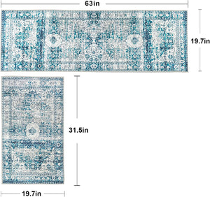 Set of 2 Non-Slip Bohemian Kitchen Runner Rug 63*19.7/31.5*19.7