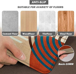 Boho Kitchen Rug Anti Fatigue Mats for Kitchen Floor Kitchen Rugs Bohemia Style Memory Foam Kitchen Mat Cushioned PVC Leather Kitchen Rug Set, 17.3x28+17.3x47 inchs, C2