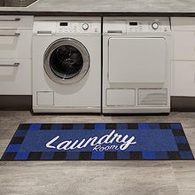 Machine Washable Checkered Border Laundry Room Rug Non-Slip Rubberback 2x3 Laundry Area Rug