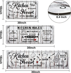 2 Piece Anti Fatigue Farmhouse Kitchen Mat Set - 17'' x 47'' + 17'' x 30''