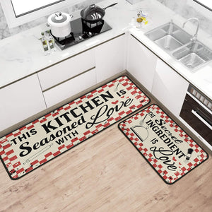 Sets of 2 Cute Gnome Yellow Washable Non-Slip Kitchen Rug Mat