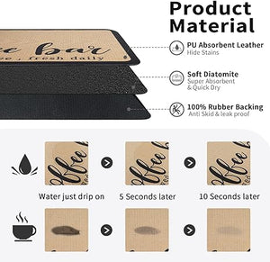 Coffee Bar Accessories Fit Under Coffee Maker Espresso Machine Absorbent Hide Stain Rubber Backed Dish Drying Mat for Kitchen Counter | 12"x19"