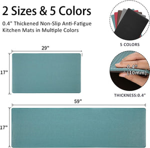 Set of 2 Cushioned Anti Fatigue Non Slip Waterproof Kitchen Mats 17"x29" +17"x59", Pink Red