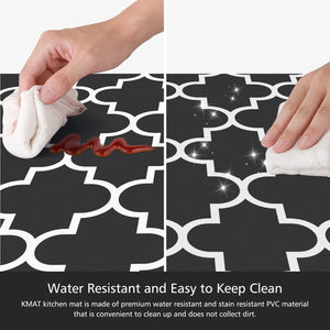 [2 PCS] Anti-Fatigue Kitchen Rug, Waterproof Non-Slip Kitchen Heavy Duty PVC Ergonomic Comfort for Kitchen  , Floor Home, Office, Sink, Laundry,Grey