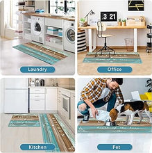 Anti Fatigue Kitchen Rugs 2 Pieces Non Slip Waterproof Kitchen Mats for Floor, Rustic Wooden Comfort Standing Mats for Kitchen, Office, Sink, Laundry