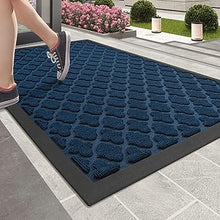 Heavy Duty Durable Outside Welcome Mat, Low Profile Non-Slip Entryway Rug for Home Entrance, Entry, Patio, Garage, High Traffic Area, 24"X48", Blue