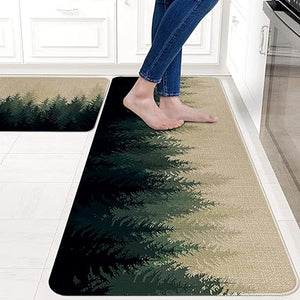 Funny Cactus Kitchen Rugs and Mats Set of 2, Non-Slip Washable Kitchen Sink Mats Holiday Kitchen Decor Doormat+Runner Rug