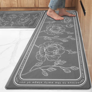 Set of 2- Cushioned Anti Fatigue Kitchen Mat 17"x47"+17"x29",