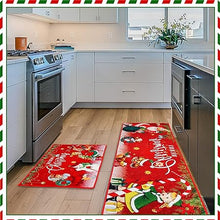 Absorbent Plaid Buffalo Santa Snowman Kitchen Mats, 47 x 17 Inch, 29 x 17 Inch (Vintage)
