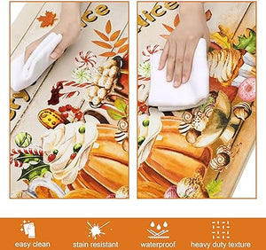 Anti Fatigue Non Slip Waterproof Comfort Standing Mat Christmas Gingerbread Kitchen Mat 2 Pieces,