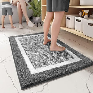 Ultra Soft and Water Absorbent Bath Rug, Bath Carpet, Machine Wash/Dry, for Tub, Shower, and Bath Room(20"x29",Blue and White)