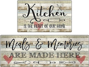 Set of 2, Anti-Fatigue Kitchen Rugs Non-Slip Kitchen Floor Mats, First New Home Warming Gifts - Home Sweet Home Kitchen Decor, 17"x 30"+17"x 47"