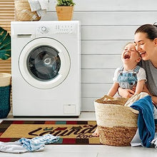 Machine Washable Checkered Border Laundry Room Rug Non-Slip Rubberback 2x3 Laundry Area Rug