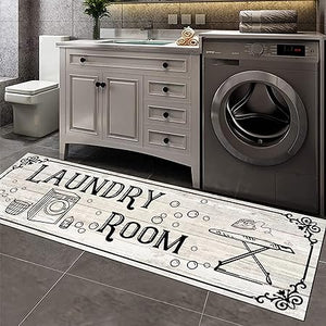 Laundry Room Rug 20"X59", Farmhouse Runner Rug Non Slip Waterproof Laundry Room Mat Floor Carpet for Kitchen, Washhouse, Mudroom