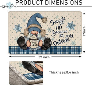 Sunggle Up Gnomies It's Cold Outside Decorative Front Door Mat, 17x29 Inch