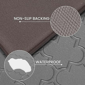 Cushioned Anti Fatigue Mat Waterproof Non-Slip Kitchen Rugs, Ergonomic Comfort Mat Durable Standing Mat for Kitchen, Home, Office, Floor, Laundry (Gray) 2 PCS