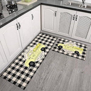 Sets of 2,Abstract Waterproof  Art Kitchen Decoration Non-Slip Absorbent Mats, 17x30+17x48inch