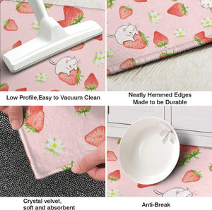 Strawberry Cat Kitchen Mats Set 2 Piece