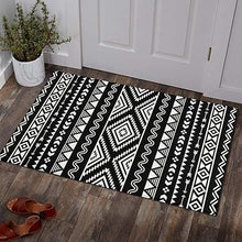 2 Piece Washable Non-Slip Black Boho Kitchen Mats