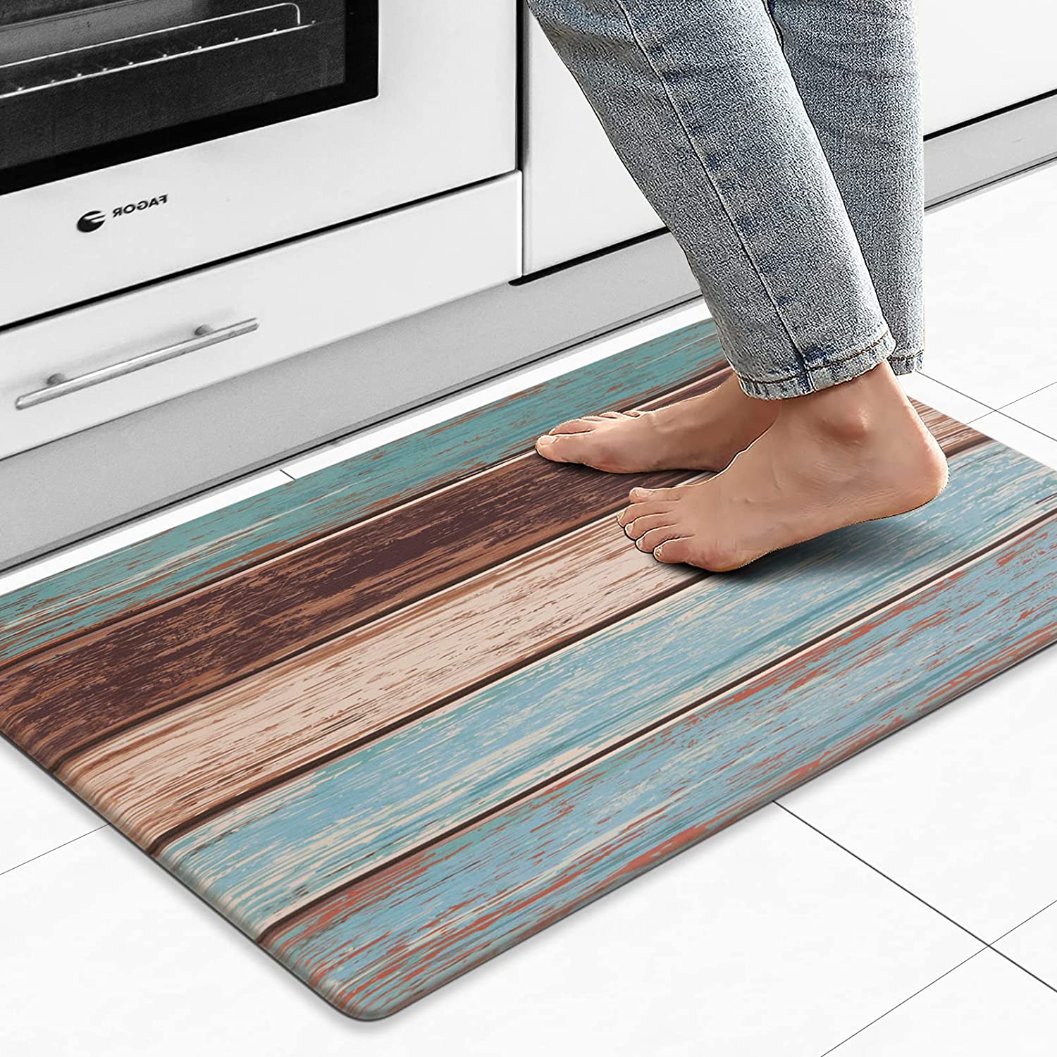 Fancy Anti-oil Kitchen Mat, Waterproof Non-Slip Kitchen Mats and Rugs PVC Comfort Foam Rug for Kitchen, Floor Home, Office, Sink, Laundry, Size