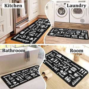 Set of 2 Non-Slip Backing Washable Doormat - 17x47.2 and 17x30 inches.