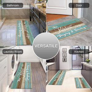 Anti Fatigue Set of 2  Waterproof Non Slip Farmhouse Cushioned Kitchen Mats Set