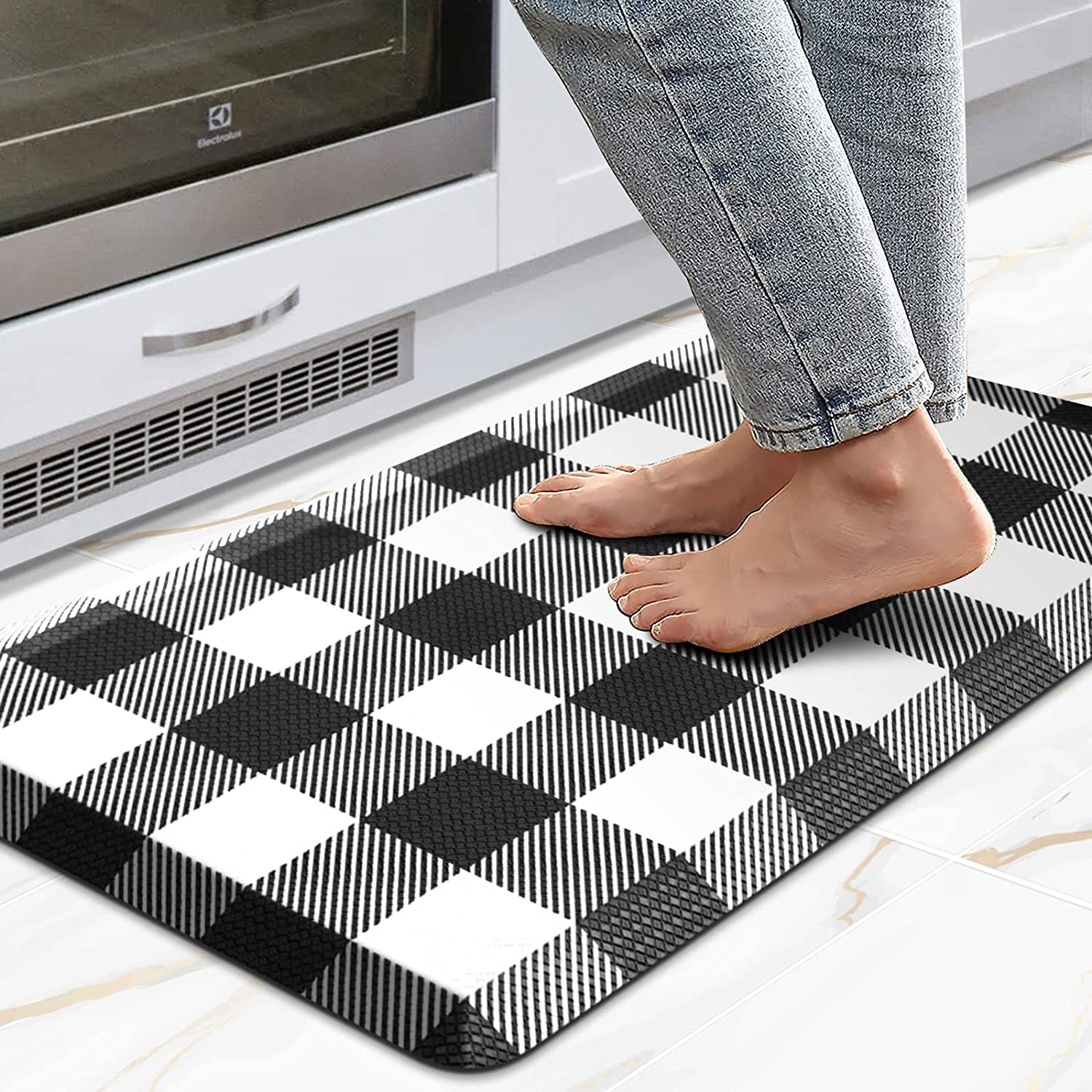 Anti Fatigue Kitchen Floor Mat, Standing Desk Mat, Cushioned Comfort Mat  for Home, Office, Laundry,Pain Relief, Non Slip Bottom, Waterproof & Easy  to