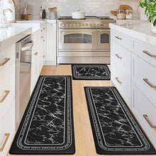 Anti-Fatigue Black and White Modern  Non Slip Washable, Cushioned Kitchen Mats, 18 x 30 Inch