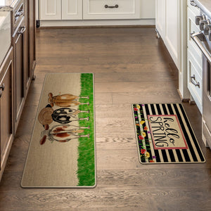 Set of 2, Spring Decorative Non-Slip Absorbent Rug and Door Mats, 17x29 and 17x47 Inch DM067