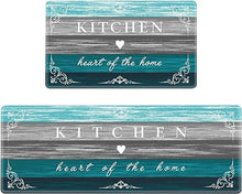 Anti Fatigue Kitchen Rugs 2 Pieces Non Slip Waterproof Kitchen Mats for Floor, Rustic Wooden Comfort Standing Mats for Kitchen, Office, Sink, Laundry